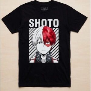 My Hero Academia Shoto Todoroki T-Shirt Small Black Anime Graphic Dye Bleed